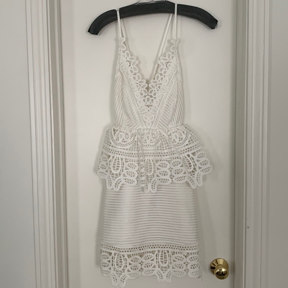 Self-Portrait | Dresses | Selfportrait White Guipure Lace Peplum  Bachelorette Party Bridal | Poshmark